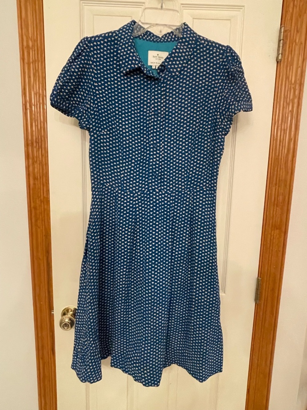 kate spade Blue Heart-Print Fit & Flare Midi Dress Size 8